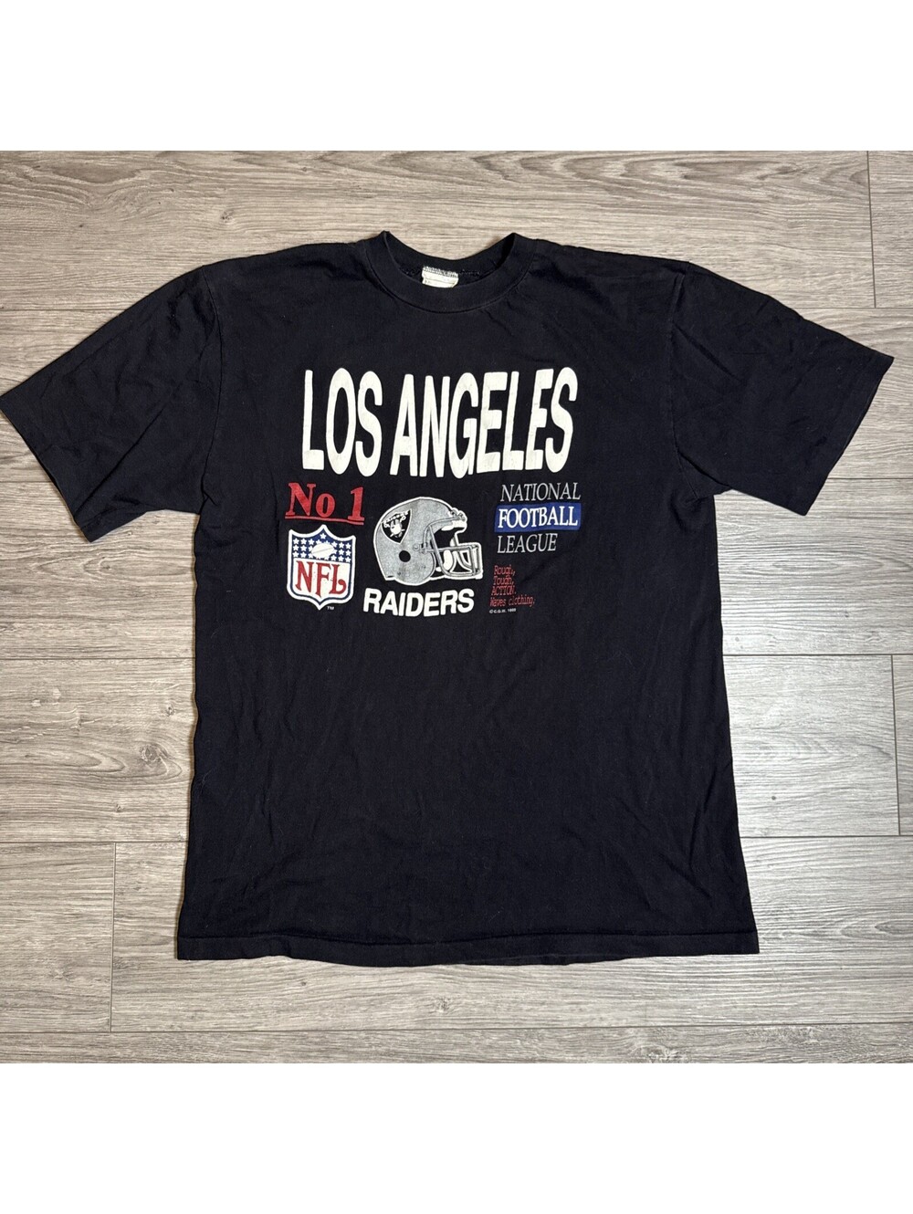 VTG Los Angeles Raiders T Shirt Mens L Black 1989 Single Stitch